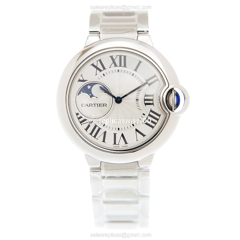 Cartier Ballon Bleu Replica - Automatic - Steel Case - Silver Dial - Steel Strap - View 2