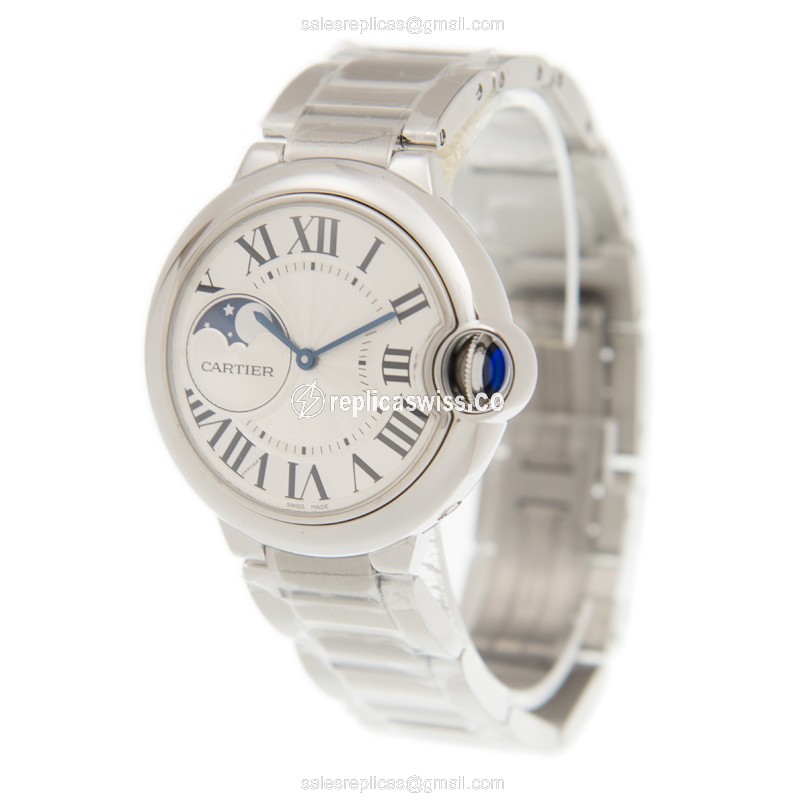 Cartier Ballon Bleu Replica - Automatic - Steel Case - Silver Dial - Steel Strap - View 3