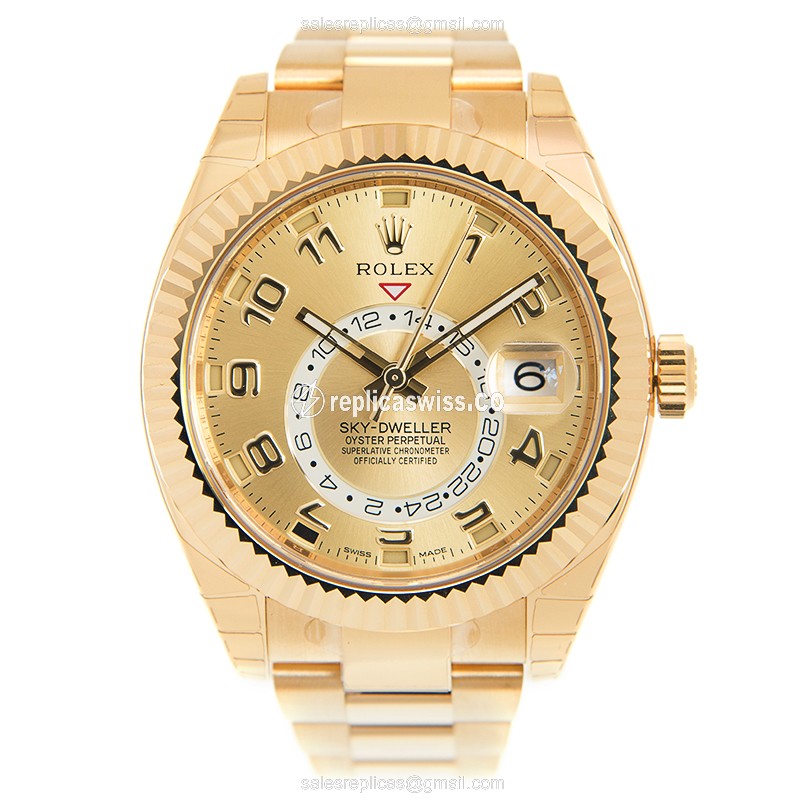 Rolex 326938 Replica - Sky-Dweller - Automatic - 18kt Gold Case, Gold Dial - View 2