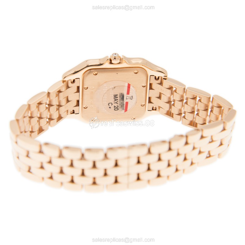 Cartier WJPN0009 Replica - Quartz - 18kt Rose Gold Case - Diamond Dial - Gold Strap - View 4