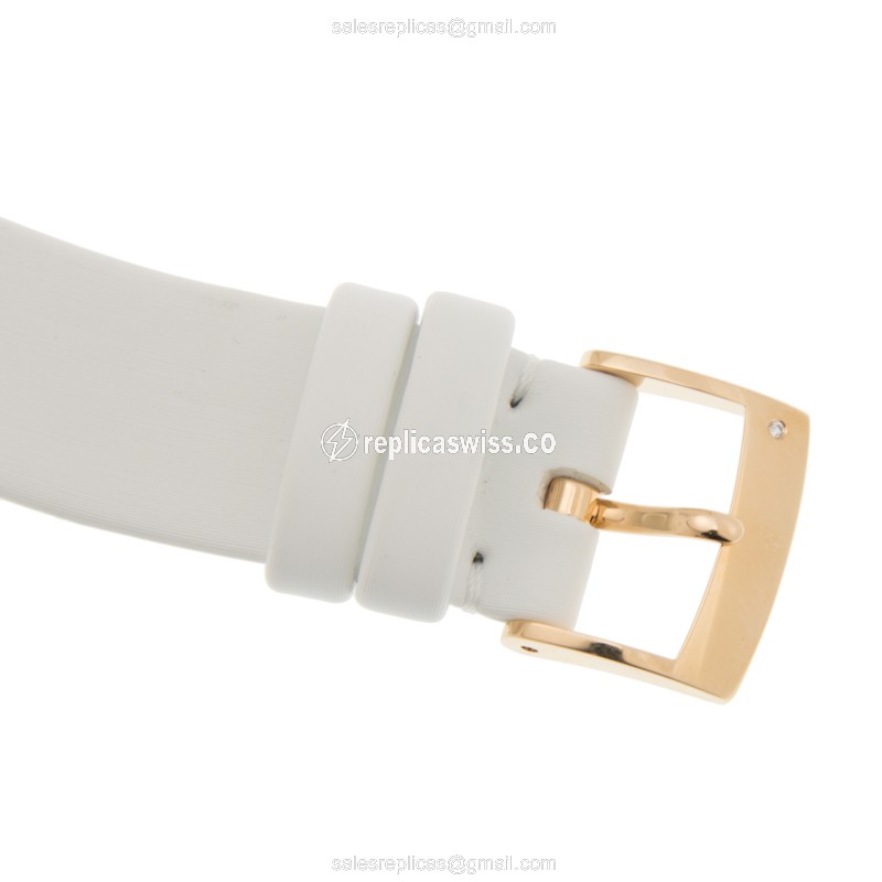 Piaget Limelight Replica - Quartz - 18kt Rose Gold - Diamond Accents - White Dial - Satin White Strap - Buckle Clasp - View 4