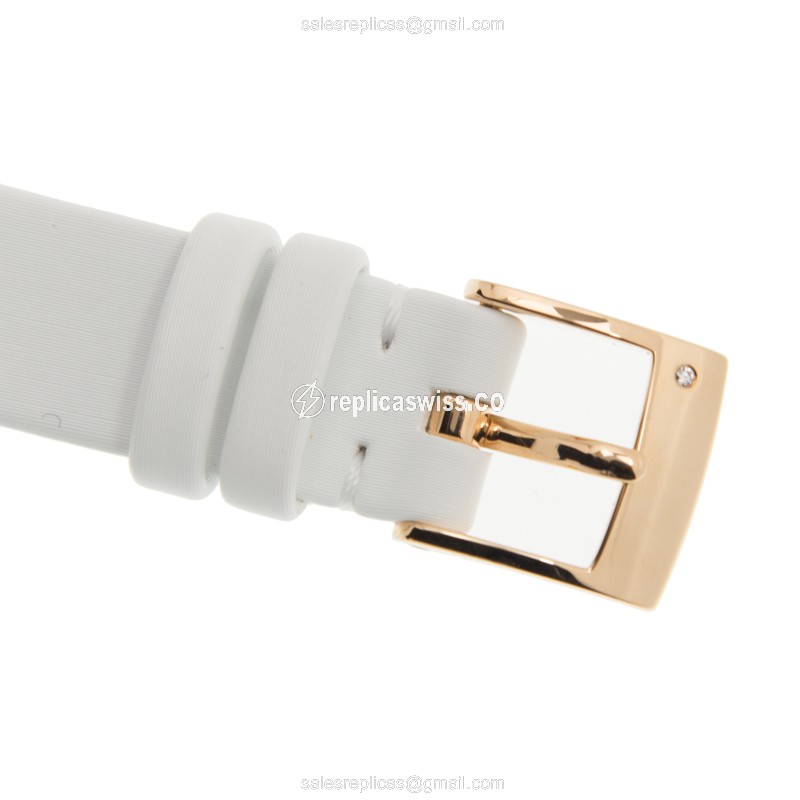 Piaget Limelight Replica - Quartz - 18kt Rose Gold - Diamond - White Dial - Satin White Strap - Buckle Clasp - View 4