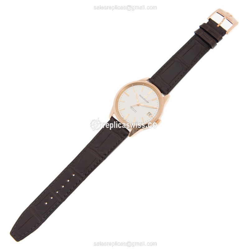 Jaeger-Lecoultre Q8012520 Replica - Automatic 18kt Rose Gold - Silver Dial, Leather Black Strap, Buckle Clasp - View 2
