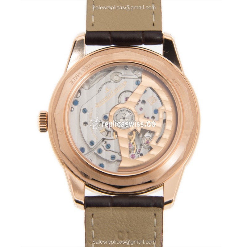 Jaeger-Lecoultre Q8012520 Replica - Automatic 18kt Rose Gold - Silver Dial, Leather Black Strap, Buckle Clasp - View 3
