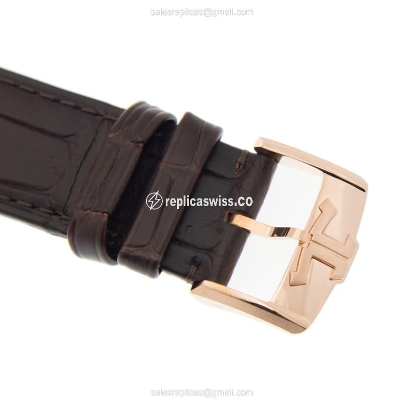 Jaeger-Lecoultre Q8012520 Replica - Automatic 18kt Rose Gold - Silver Dial, Leather Black Strap, Buckle Clasp - View 4