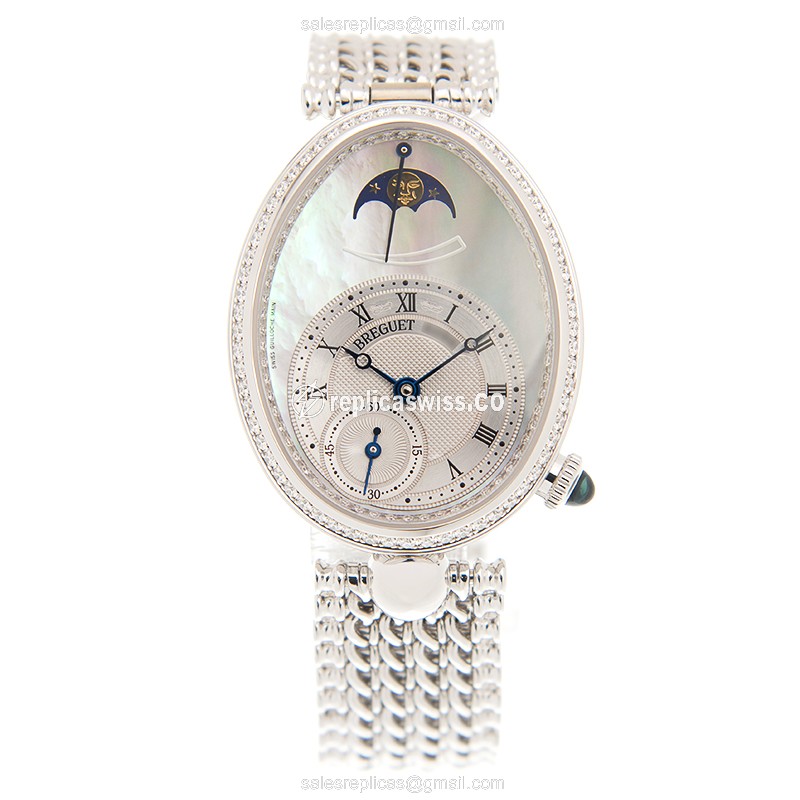 Breguet Reine De Naples Replica - Automatic - 18kt White Gold - Diamond Dial - Silver Clasp - View 2
