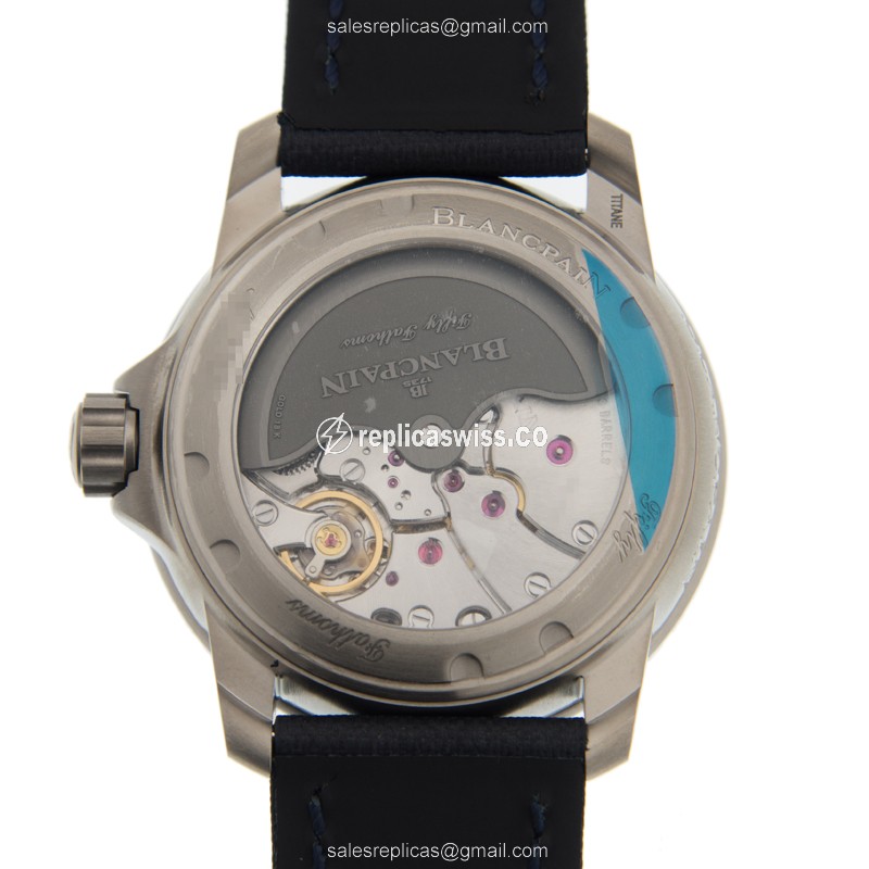 Blancpain 5015D-1240-52A Replica - Automatic - Blue Dial - Steel Case - Blue Leather Strap - View 3