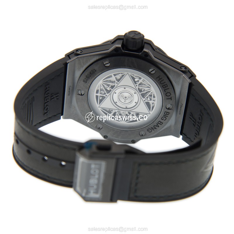 Hublot BIG BANG Replica - Automatic - Black Dial - Stainless Steel - Rubber Strap - View 4