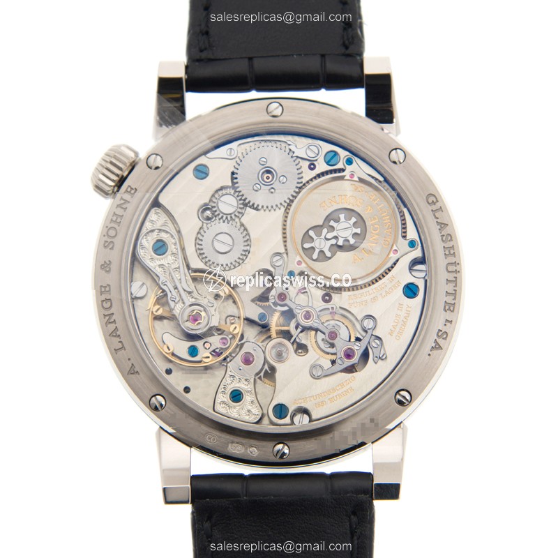 A Lange & Sohne 140.029 Replica - Automatic - 18kt Gold - Black Dial - Alligator Black Strap - View 3