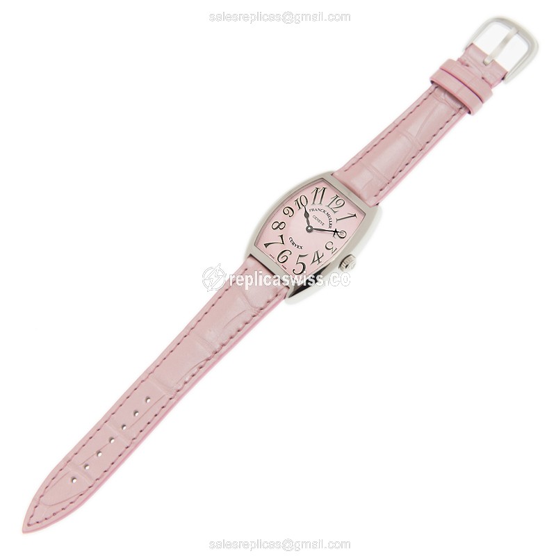 Franck Muller 7502 QZ AC - Pink Cintree Curvex Quartz Steel - Pink Dial - Alligator Buckle - View 2