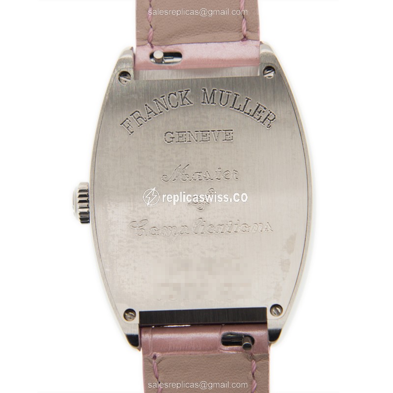 Franck Muller 7502 QZ AC - Pink Cintree Curvex Quartz Steel - Pink Dial - Alligator Buckle - View 3