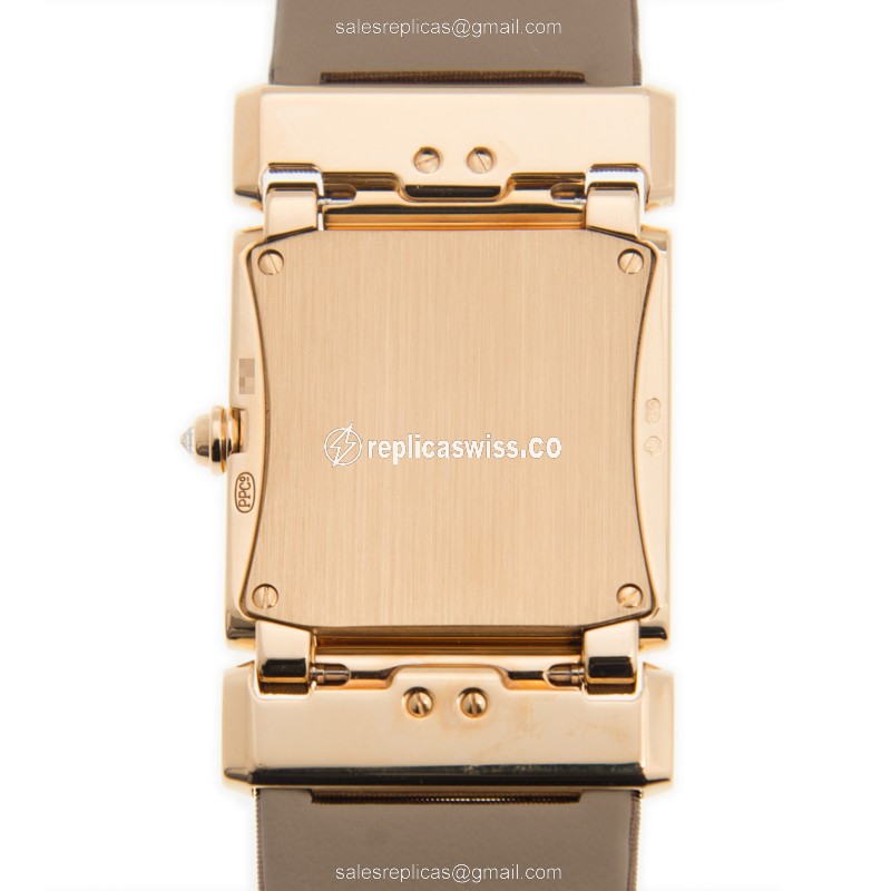 Patek Philippe TWENTY-4 Quartz 18kt Rose Gold - Brown Dial, Buckle Clasp, Silk Brown Strap - View 3