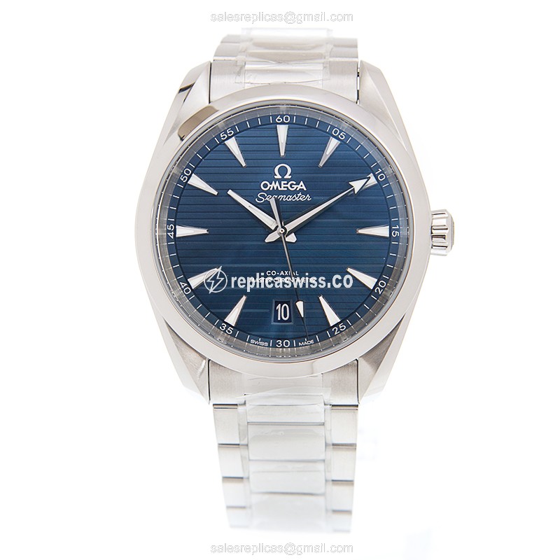Omega Seamaster 220.10.38.20.03.001 Replica - Automatic - Steel Case - Blue Dial - Silver Steel Strap - View 2