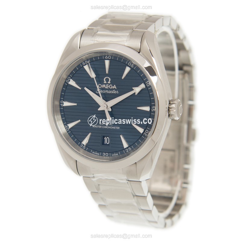 Omega Seamaster 220.10.38.20.03.001 Replica - Automatic - Steel Case - Blue Dial - Silver Steel Strap - View 3