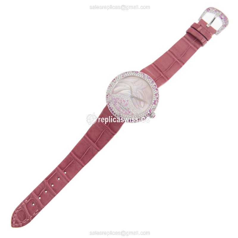 Patek Philippe 4899/900G-001 Replica - Automatic - 18kt White Gold - Pink Dial - Diamond Bezel - View 2