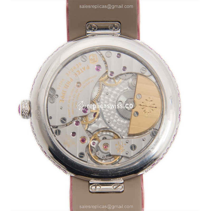 Patek Philippe 4899/900G-001 Replica - Automatic - 18kt White Gold - Pink Dial - Diamond Bezel - View 3