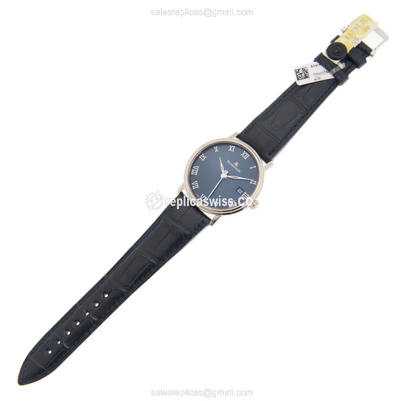 Blancpain Villeret 6223C-1529-55A - Auto 18kt White Gold - Blue Dial - Black Alligator Buckle - View 2