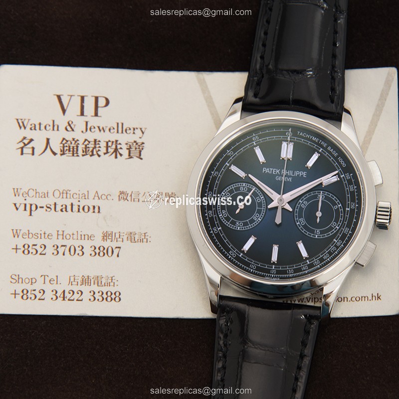 Patek Philippe 5170P-001 - Manual Wind - 950 Platinum Case - Blue Dial - Alligator Black Strap - View 4