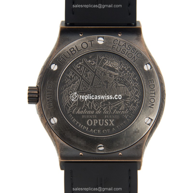 Hublot Classic Fusion Replica - Automatic - Bronze Case - Green Dial - Alligator Green Strap - View 3