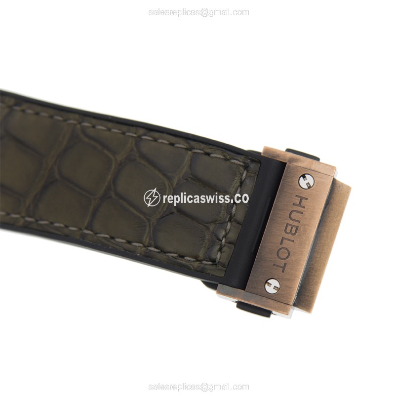 Hublot Classic Fusion Replica - Automatic - Bronze Case - Green Dial - Alligator Green Strap - View 4