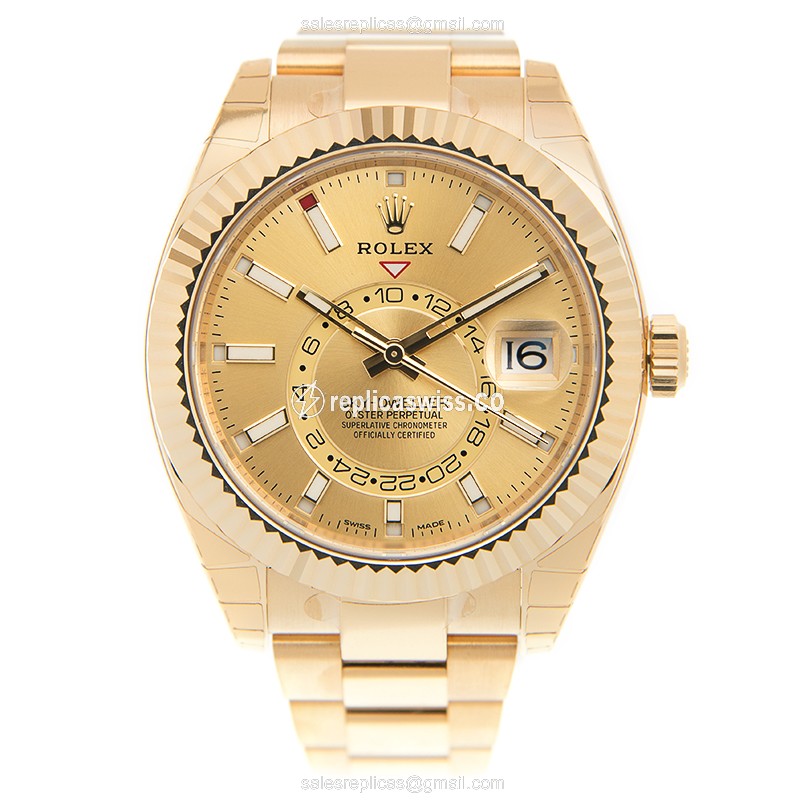 Rolex Sky-Dweller 326938CHWTBAR_O - Automatic - 18kt Gold - Gold Dial - Gold Strap - View 2