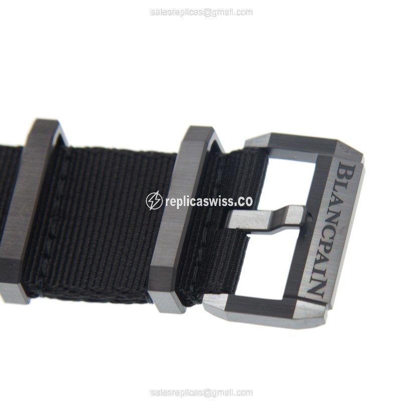 Blancpain 5000-0130-NABA FIFTY FATHOMS - Auto - Ceramic Case - Black Dial - Canvas Strap - Buckle Clasp - View 4
