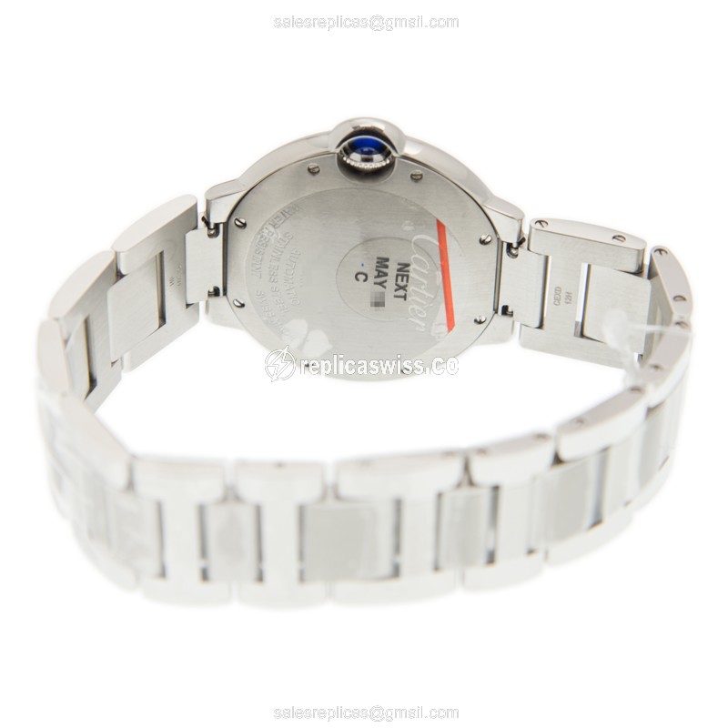 Cartier Ballon Bleu Replica - Automatic - Diamond Case - Silver Dial - Steel Strap - View 4