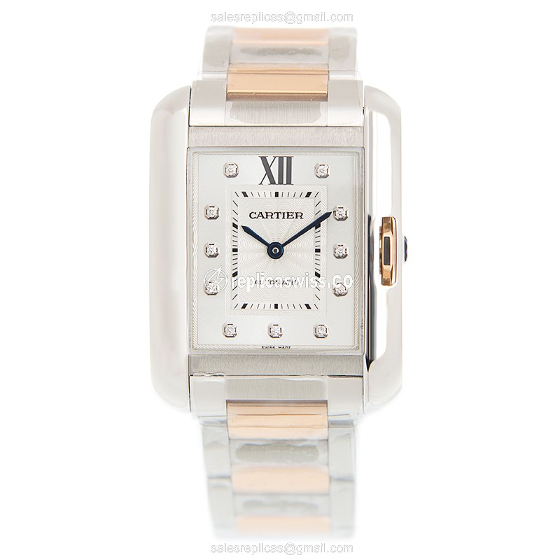 Cartier Tank Replica Watch - Auto - Steel - Silver - Gold - View 2
