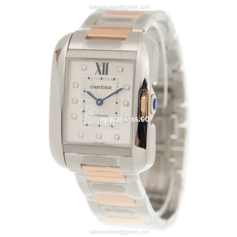 Cartier Tank Replica Watch - Auto - Steel - Silver - Gold - View 3
