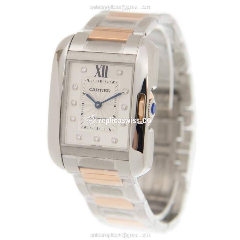 Cartier Tank Replica Watch - Auto - Steel - Silver - Gold - View 4