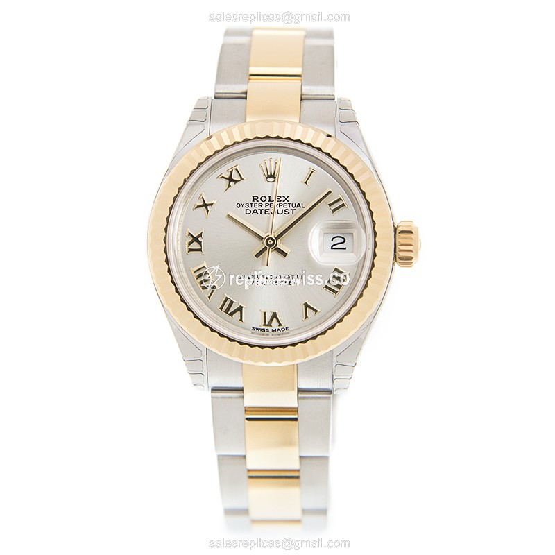 Rolex Datejust Replica - Automatic - 18kt Gold & Steel - Silver Dial - View 2