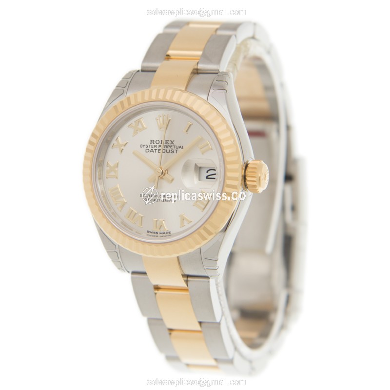 Rolex Datejust Replica - Automatic - 18kt Gold & Steel - Silver Dial - View 3