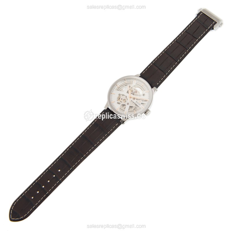 Rado Centrix Replica - Automatic - Stainless Steel - Silver Dial - Brown Leather Strap - View 2