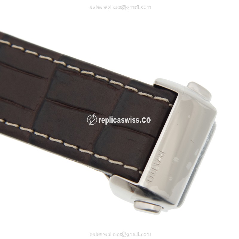 Rado Centrix Replica - Automatic - Stainless Steel - Silver Dial - Brown Leather Strap - View 4