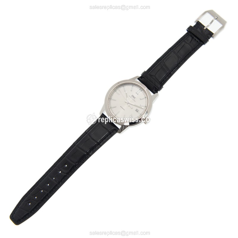 IWC Ingenieur Replica - Automatic - Stainless Steel - Silver Dial - Black Alligator Strap - Sapphire Crystal - View 2