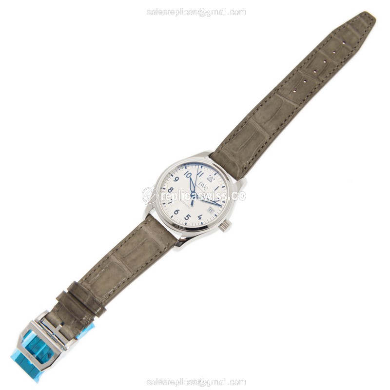 IWC PILOTS Replica - Automatic - Stainless Steel - Silver Dial - Grey Alligator Strap - View 2