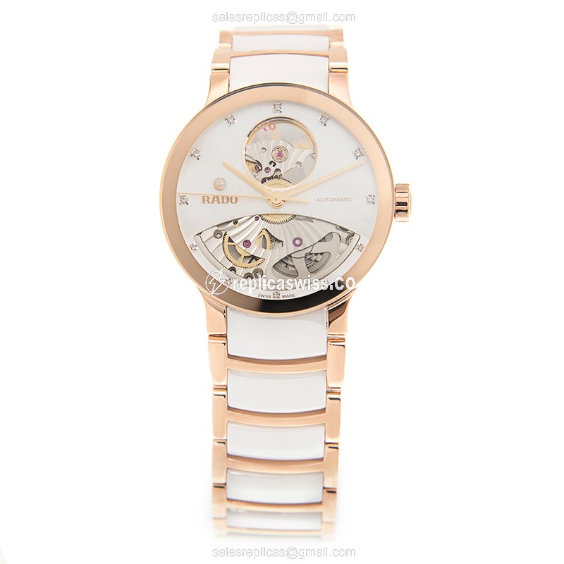 Rado R30248902 Replica - Automatic - Gold-Plated - White Dial - Ceramic Strap - View 2