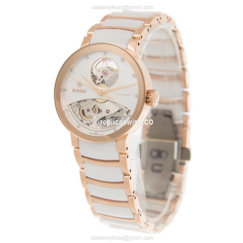 Rado R30248902 Replica - Automatic - Gold-Plated - White Dial - Ceramic Strap - View 3