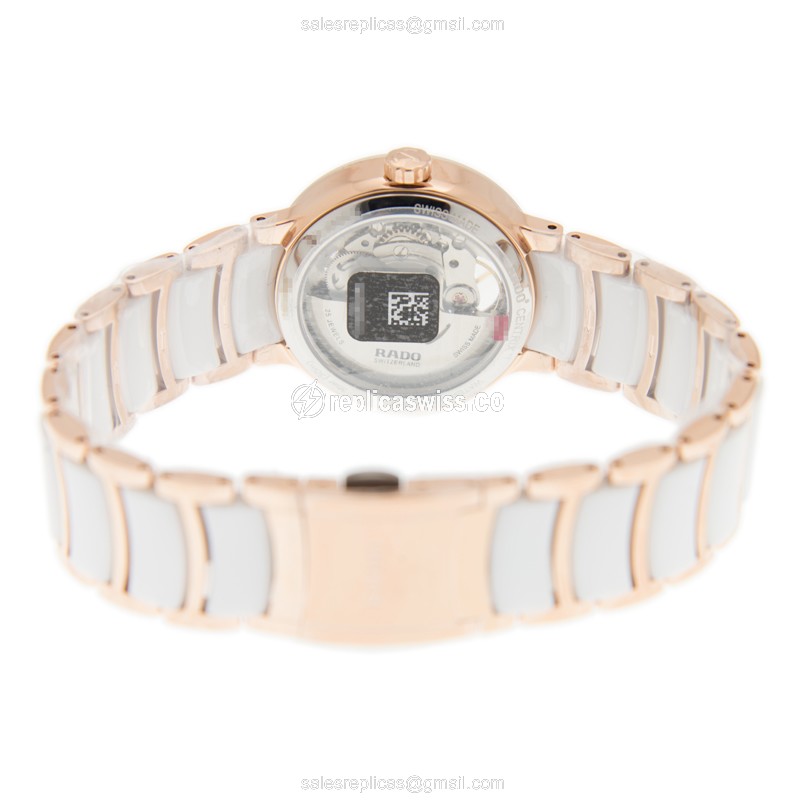 Rado R30248902 Replica - Automatic - Gold-Plated - White Dial - Ceramic Strap - View 4