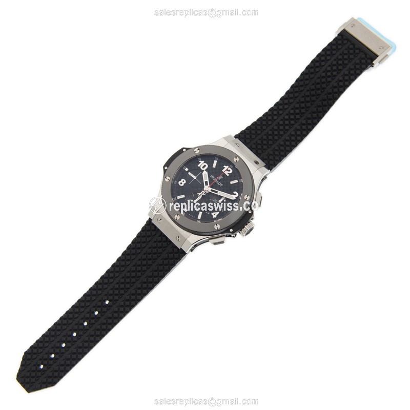 Hublot BIG BANG Replica - Automatic - Steel Case - Black Dial - Rubber Strap - View 2