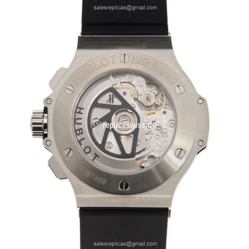 Hublot BIG BANG Replica - Automatic - Steel Case - Black Dial - Rubber Strap - View 3