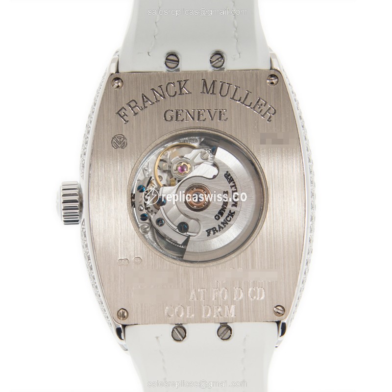 Franck Muller Vanguard - 18kt White Gold - Diamond Bezel - Silver Dial - Leather Strap - Buckle Clasp - View 3