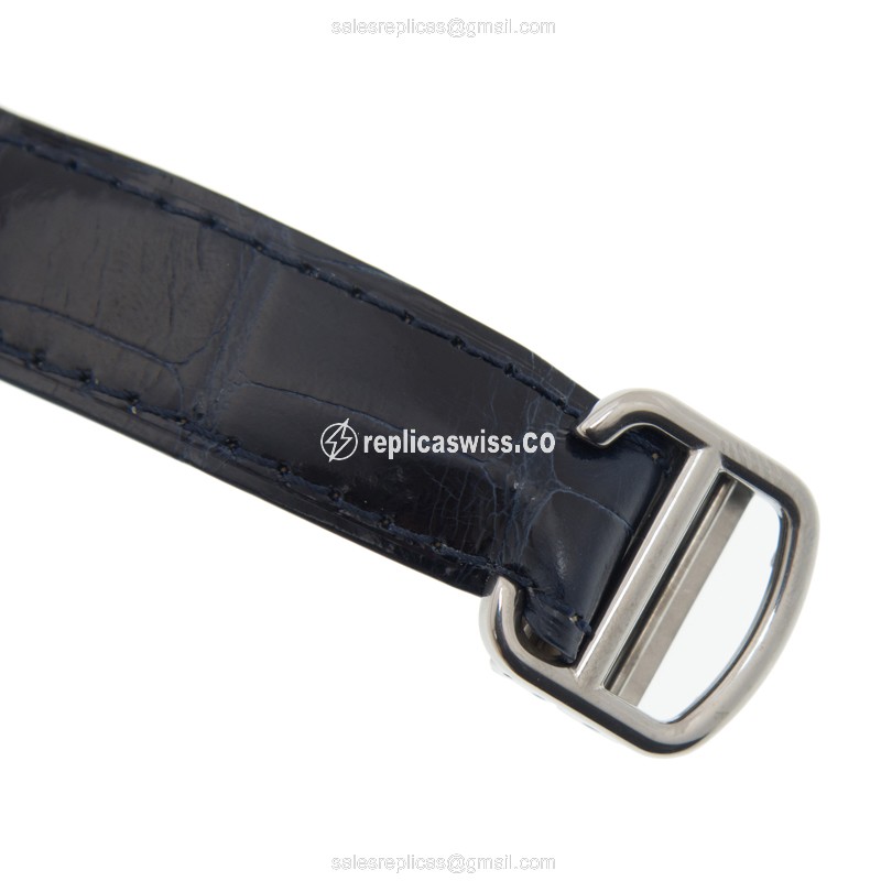 Cartier Ballon Bleu Replica - Automatic - Steel - Silver Dial - Blue Alligator Strap - View 4