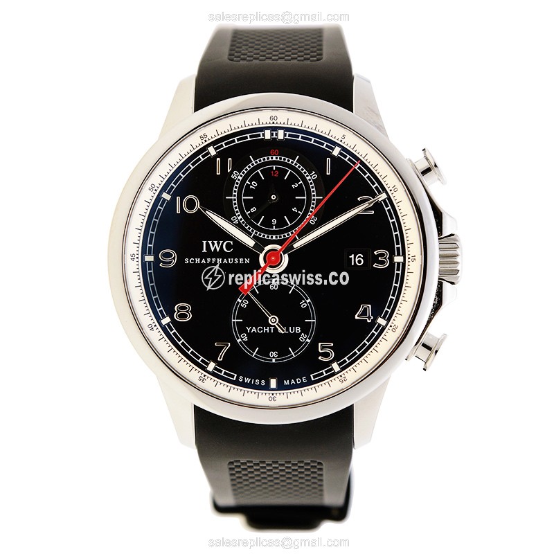 IWC Portuguese Replica - Automatic - Stainless Steel - Black Dial - Rubber Strap - View 2