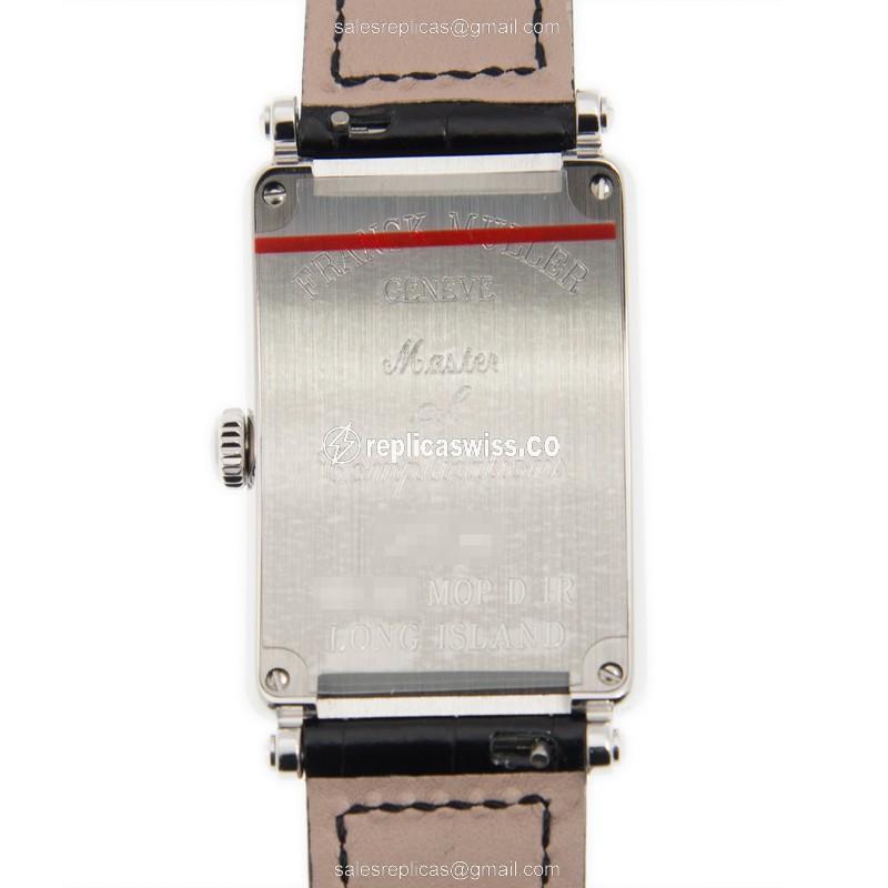 Franck Muller 952 QZ LONG ISLAND Quartz - Diamond Case - White Dial - Pink Alligator Strap - Buckle Clasp - View 3