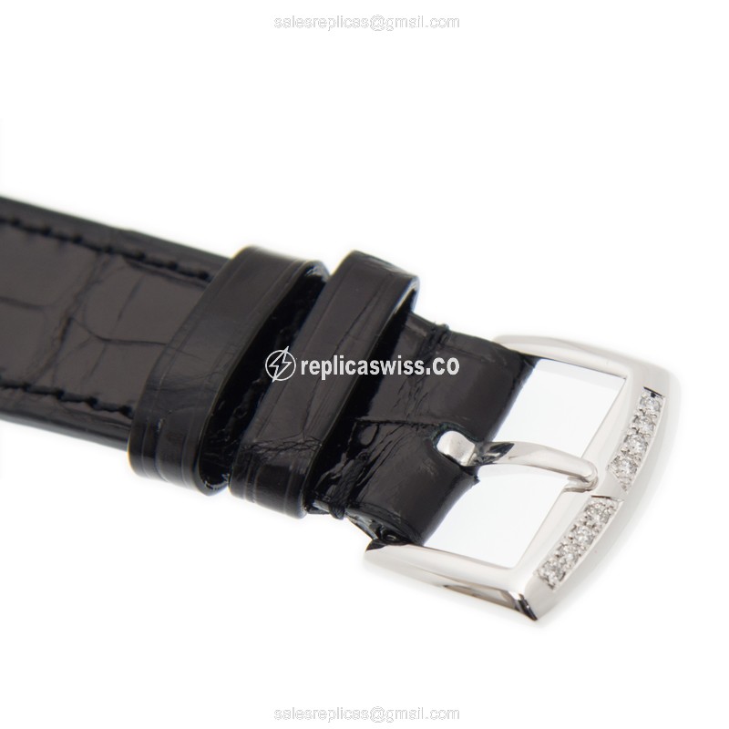 Franck Muller 952 QZ LONG ISLAND Quartz - Diamond Case - White Dial - Pink Alligator Strap - Buckle Clasp - View 4