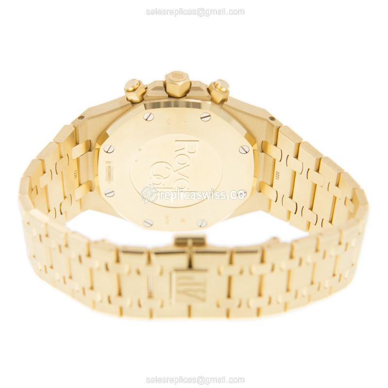 Audemars Piguet Royal Oak Replica - Automatic - 18kt Yellow Gold - Blue Dial - Gold Strap - View 4