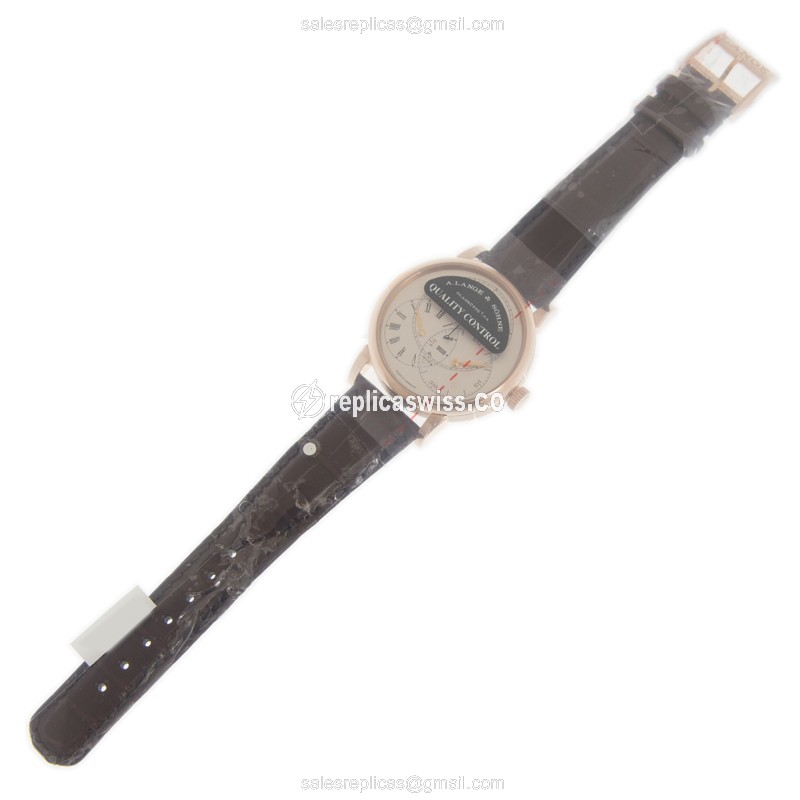 A. Lange & Sohne Richard Lange Replica - Automatic - 950 Platinum - White Dial - Brown Leather Buckle - View 2