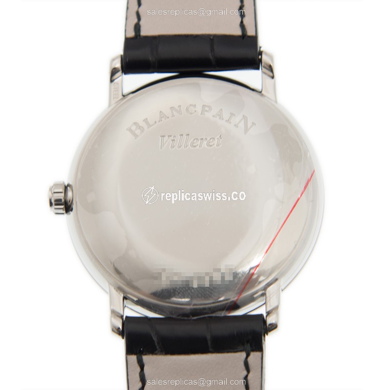 Blancpain Villeret Automatic Replica - Steel Case - White Dial - Black Alligator Strap - View 3