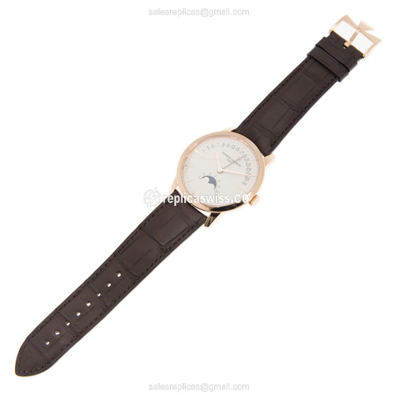 Vacheron Constantin 4010U/000R-B329 - Replica Watch - Automatic - 18kt Rose Gold - White Dial - Brown Leather Strap - View 2